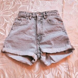 Zara Light Blue Stone Wash High Waisted Jean Shorts 2 inch Inseam Cuffed -Size 2